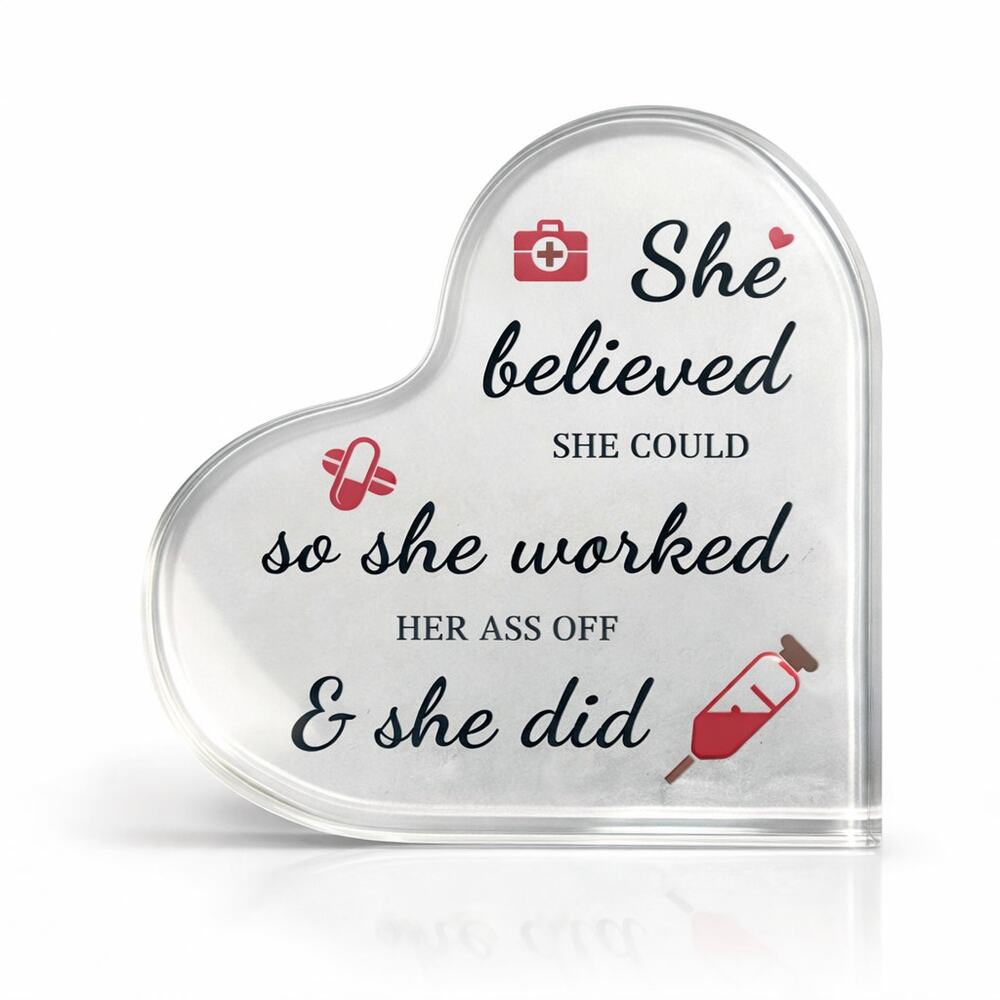 She Believed She Could Gift Acrylic Heart Decor Funny Boss Coworker
